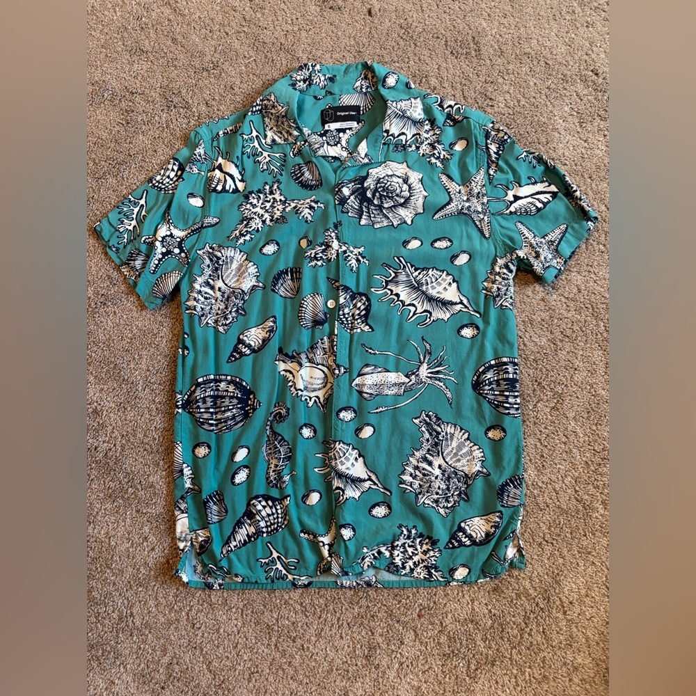Men's Teal Seashell Print Shirt